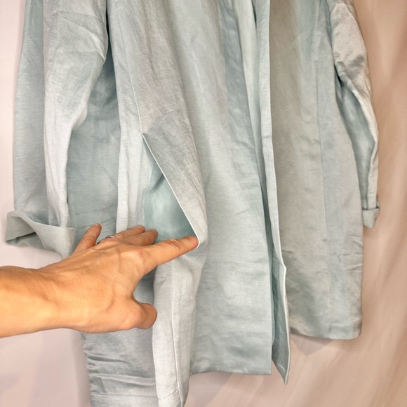 Eileen Fisher Stand Collar Organic Linen and Silk Kimono Jacket Cardigan Sz L - Picture 6 of 11